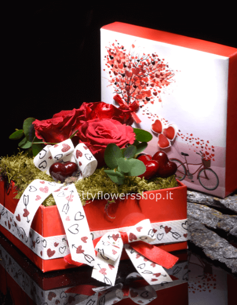 box 3 rose rosse stabilizzate