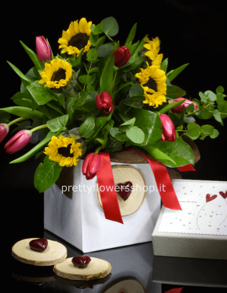 bouquet estate con girasoli (scatola non inclusa)