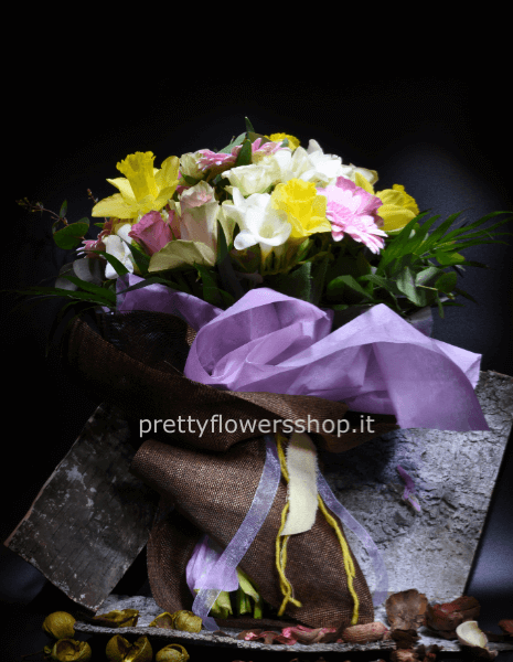 bouquet primavera giallo e bianco